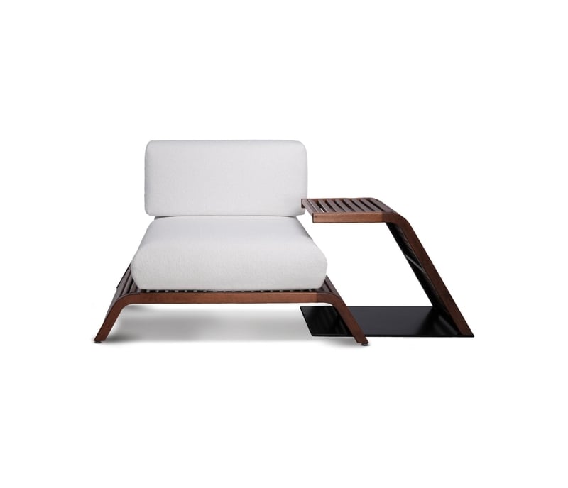 SOFA SINGLE - Cream Sofa Single with coffee table - Full front