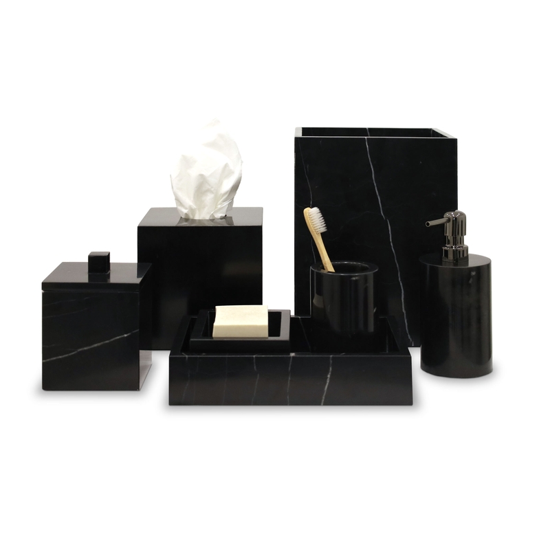 MARBLE 7 PIECES BATHROOM ACCESSORIES SET - 7 Pieces Set - Full Front
